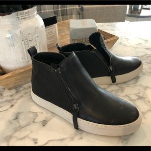 Brash faux-leather black zip-up booties